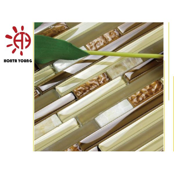 HTY - TC 300 300*300 Best Selling Cinerous Strip Glass Mosaic Tiles for Wall Designs