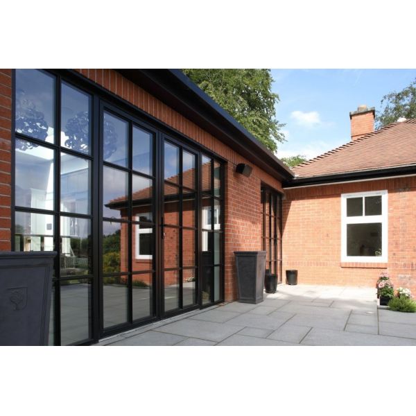 1.4mm-2.0mm Black Metal Frame French Doors , Aluminum Tempered Glass Door