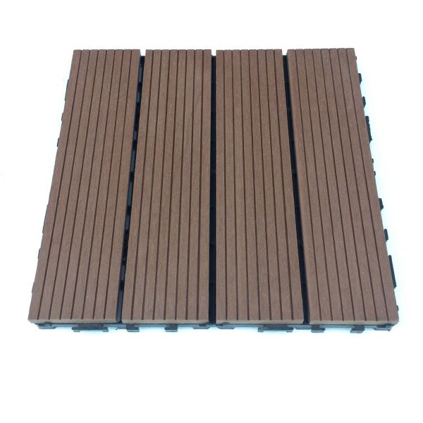 Sanded Garden Interlocking WPC Deck Tiles Redwood Teakwood Color