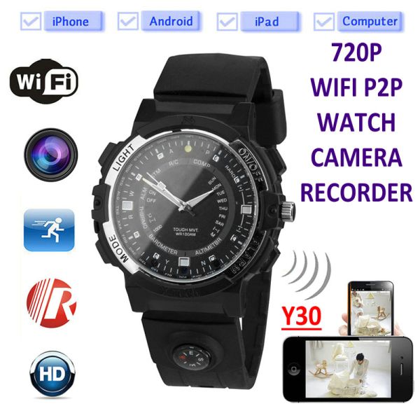 Y30 8GB 720P WIFI P2P IP Spy Watch Hidden Camera Recorder IR Night Vision Motion