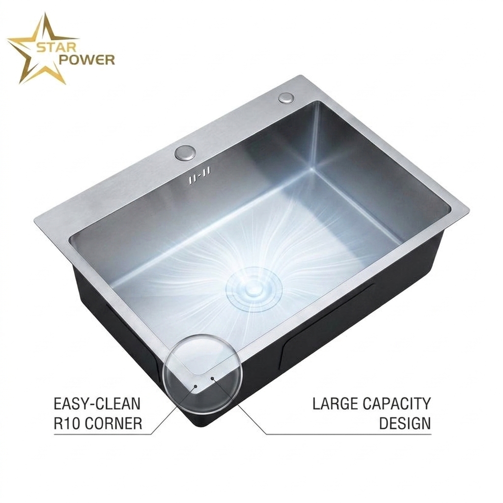 16 Gauge 304 Stainless Steel Deep Single Bowl Kitchen Sink Undermount 30x18 Inch 10 Inch Basin Brushed Finish