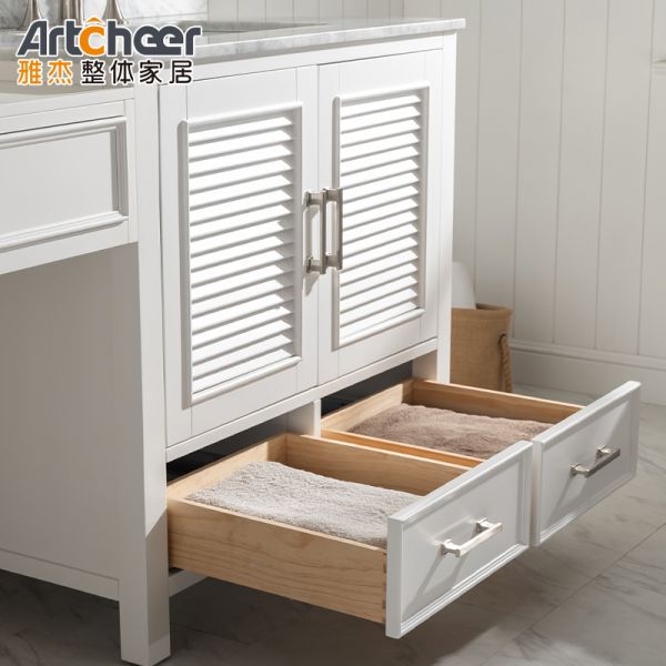 Modern Style Bathroom Vanity with Solid Wood Door and Double Basin Vanity Combo