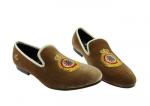Yellow Royal Yellow Mens Leather Loafers , Royal Embroidered Mens Casual Loafers