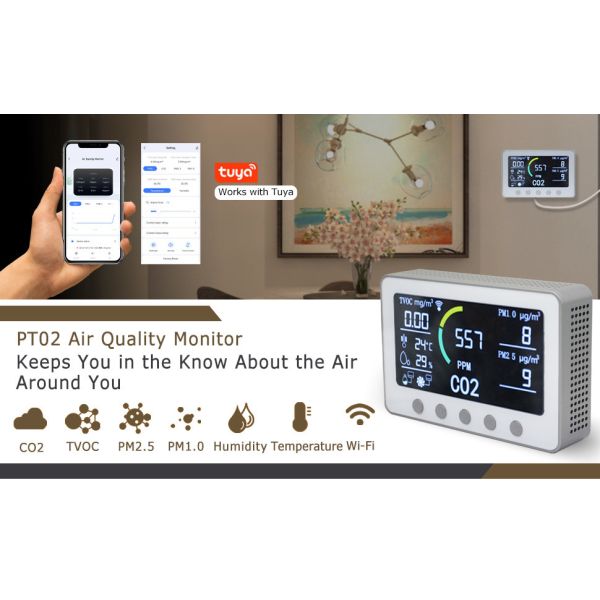 Seamless Smart Air Monitor TVOCs Co2 Detector IAQ Controller