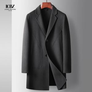 China Men's Long Woolen Trench Overcoat Winter Coat Wool Men Coat With Button Customized Logo on sale