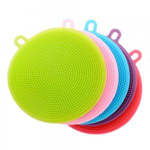 China multi colorSilicone Dish Bowl Cleaning Brush Silicone Scouring Pad silicone dish sponge Kitchen Pot Cleaner Washing Tool on sale