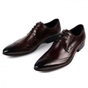 China Mens Full Grain Leather Shoes Stylish Brogue Design Men Pointed Formal Dress Shoes on sale