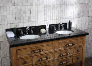 China Heat Resistant Granite Bathroom Vanity , Double Sink Bathroom Vanity Elegant on sale