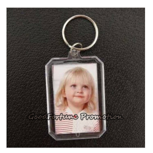 HOT sale promotional gift printed logo photo frame acrylic keychain keyrings