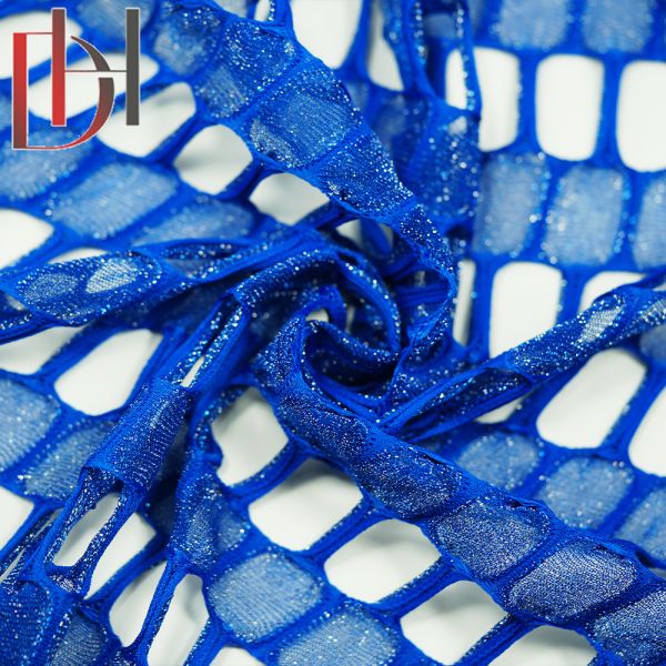 100% Polyester Knitted Jacquard Fabric , Summer Skirt Cape Scarf Holes Jacquard Mesh Fabric