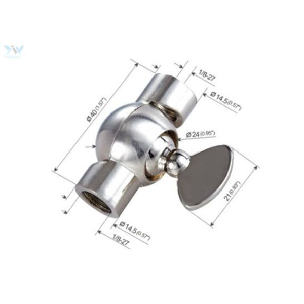 1 / 8 - 27 Thread Copper Lamp Swivel Joint Chrome Plated Brass Wing Nut Swivels