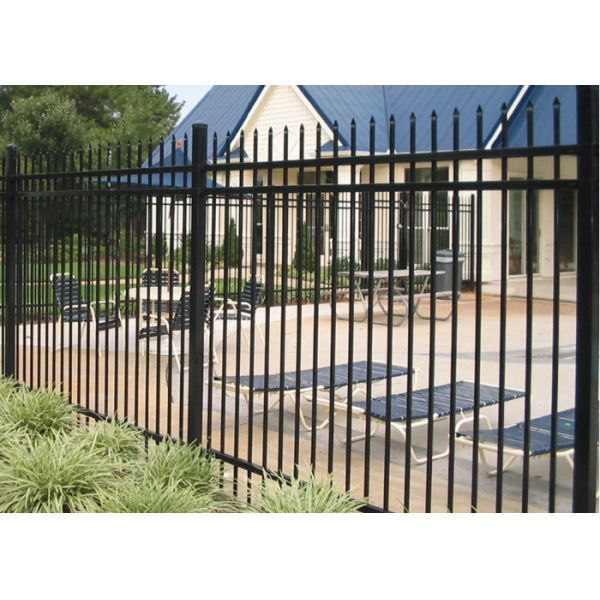 1.8m Height Galvanized Steel Fence / Black Ornamental Fence Powder Coating