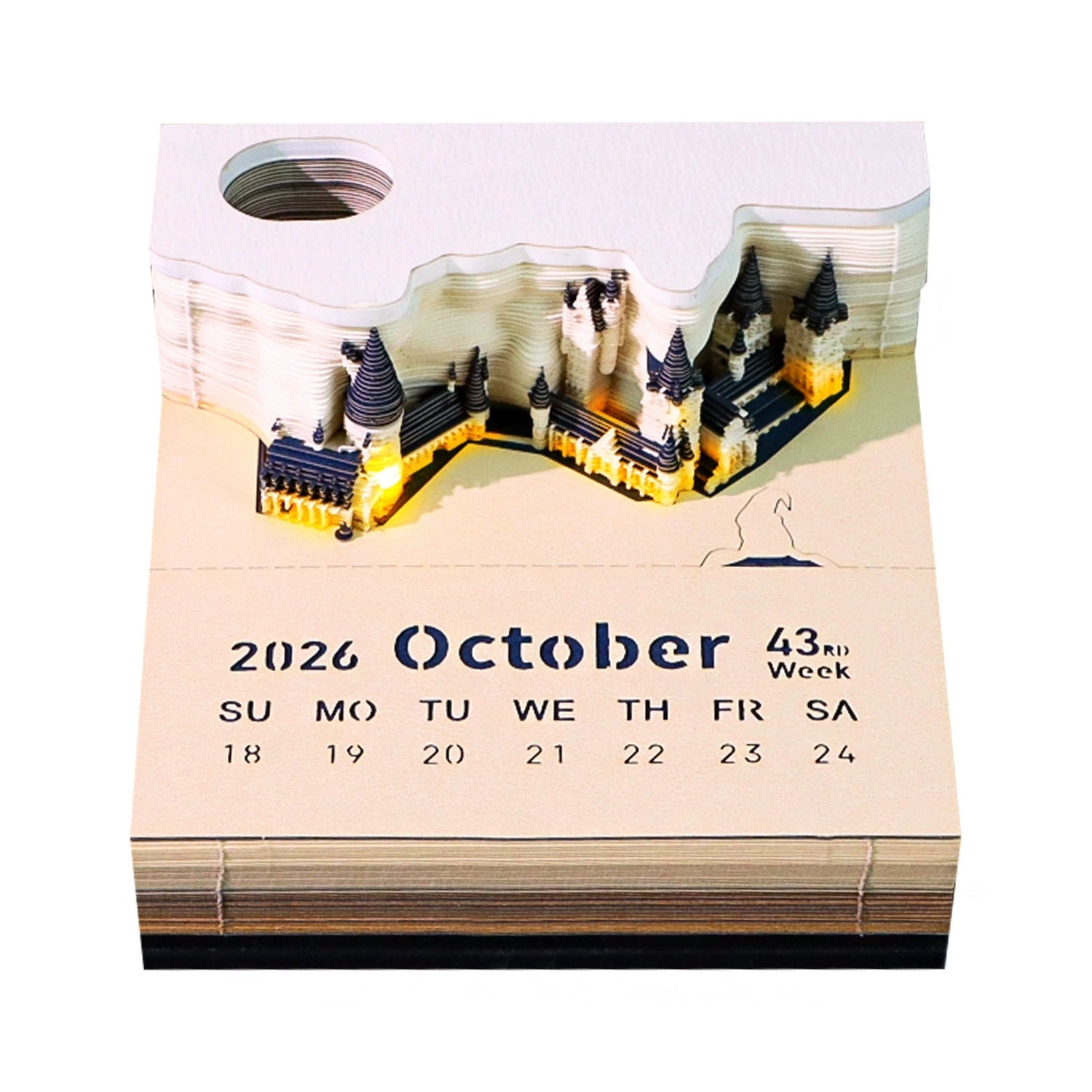 Tear-Away 3D Paper Carving Art Calendar With LED Lights For Desk Decor