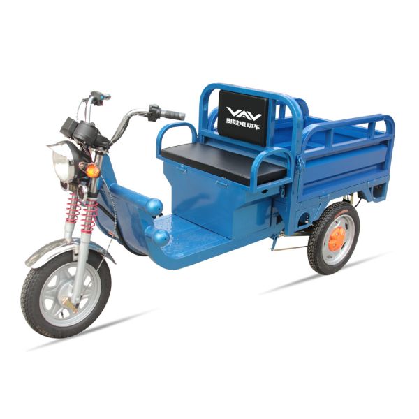 580W 48V / 32Ah Adult Electric Tricycles Blue Electric Cargo Tricycle Easily Loading
