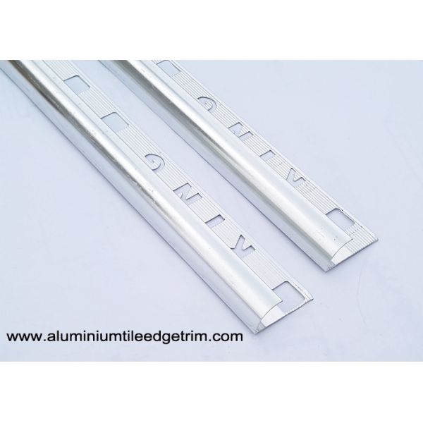 King Type Rounded Aluminium Tile Edge Trim Anodized Shiny Silver 2.5m Length