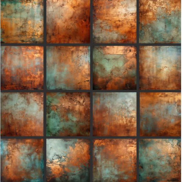 Green / Brown Patina Copper Sheet Unevenness Touch Easy To Clean