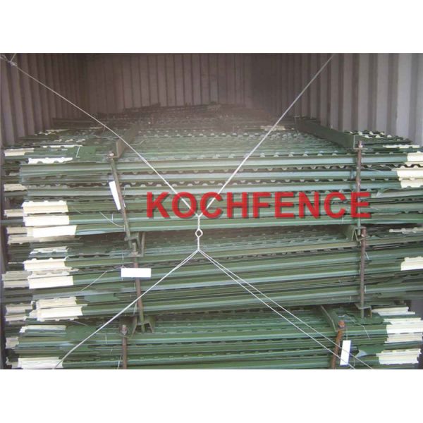 Studded 6ft Green Painted Use Steel Fence Posts For Wood Fences / Garden Decoration