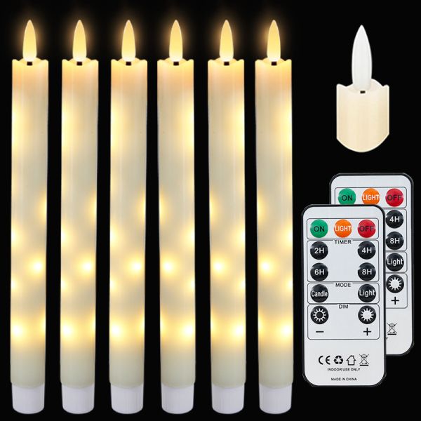 Electronic Flameless Taper Candles Glossy Wax LED Candles Battery Powered