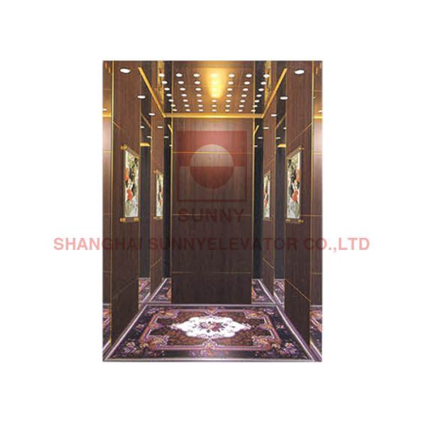 Mirror Etching 6.0m/S 1600kg Passenger Elevator Center Opening Door