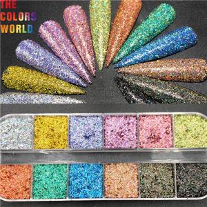Cheap Curl Fish Scale Solvent Resistant Glitter Holo Laser Color Nail Decoration Glitter for sale