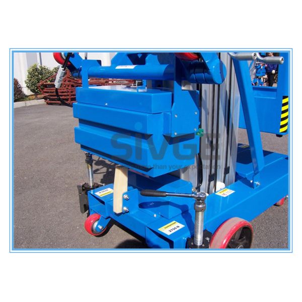 6 Meter Platform Height Trailer Mounted Lift Vertical Mast Lift For One Person