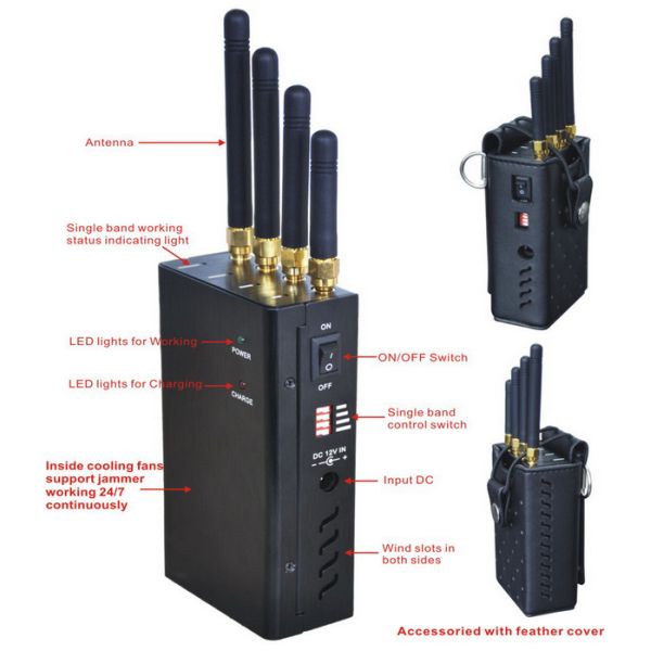 4 Antenna Portable Cell Phone GSM 3G WIFI Signal Jammer Blocker W/ Single Band Switch