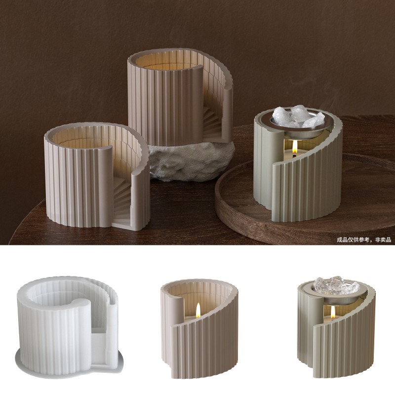 Aromatherapy gypsum cement spiral staircase aroma furnace decoration candle mold DIY candle holder silicone mold