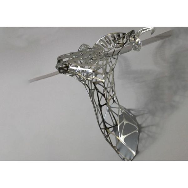 Mirror Polished Hollow Deer Head Stainless Steel Sculpture For Wall Decor