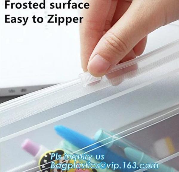 Quality Frosted surface easy to seal zipper file bag, stationary holder pack,transparent frosted A4/A5 bag, protable slider seal wholesale