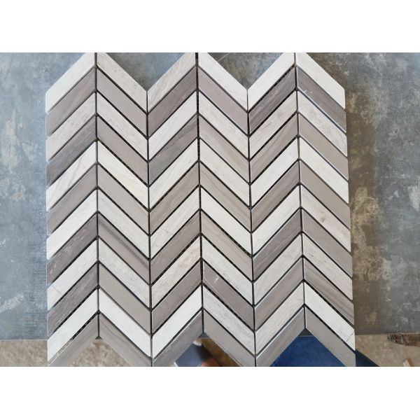 White Arrows Marble Mosaic Tile For Hotel / Restaurant Bathroom Wall