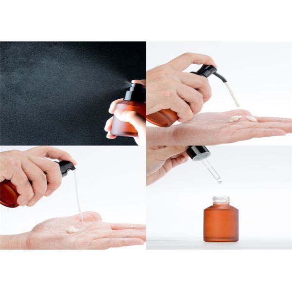 Amber Frosted Glass Essential Oil Bottle Pump Lotion Essential Oil Dropper Bottle