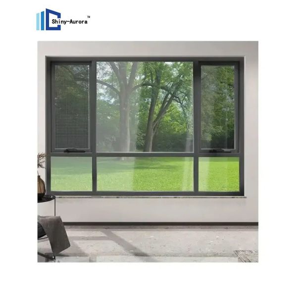 Double Glazed Aluminium Casement Window , Chain Winder Awning Window