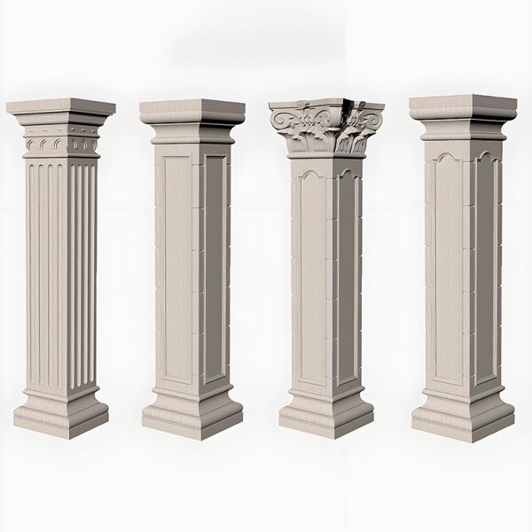 Round Exterior Decoration EPS Roman Column For Household Cement Moulding Villa
