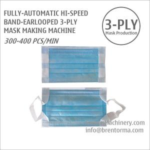 Cheap High-Speed Band-Earlooped 3-Ply Medical Surgical Face Mask Making Machine for sale