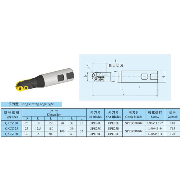 Ball Nose Indexable Milling Cutter Straight Shank for Face Milling , UPE Inserts