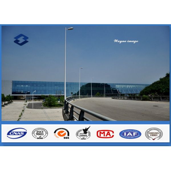 Hexagonal shape parking lot poles , parking lot lamp post With Base Plate Install