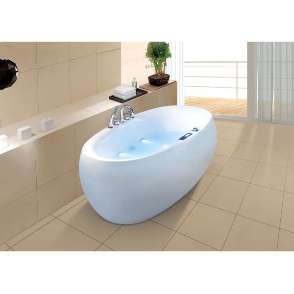 Egg Shaped Acrylic Single Soaking Massaging Bathtub