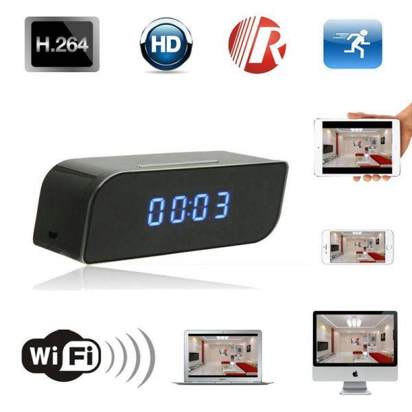 T8S 720P Alarm Clock WIFI P2P IP Spy Hidden Camera Home Security CCTV Surveillance DVR with Android/iOS App Control