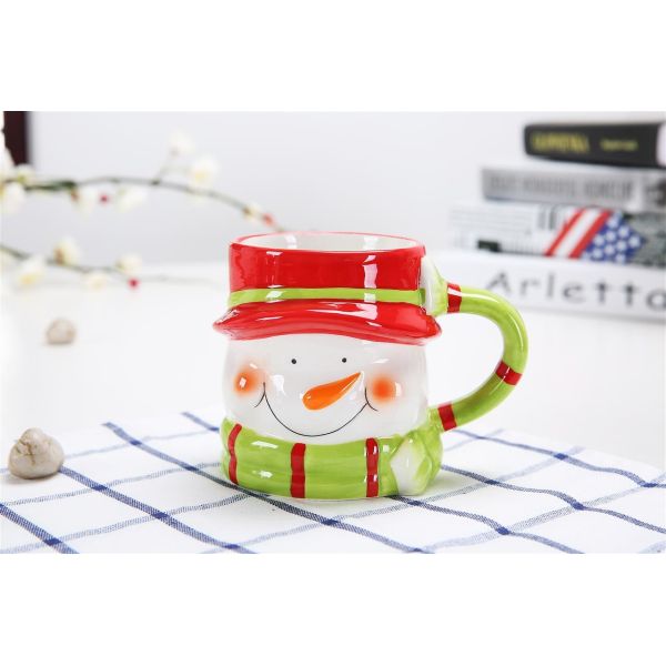 Hand Painted Three Dimensional 301CC Christmas Ceramic Mugs