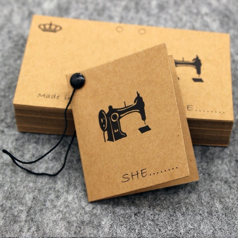 Kraft Paper Folded Hang Tags With Care Instructions For Apparel Branding
