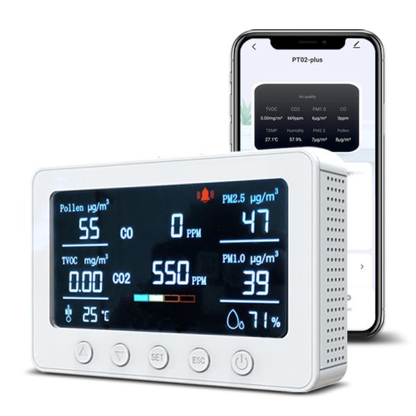 Mobile Sync Smart Air Quality Monitor Carbon Dioxide Pollen IAQ Monitoring Devices