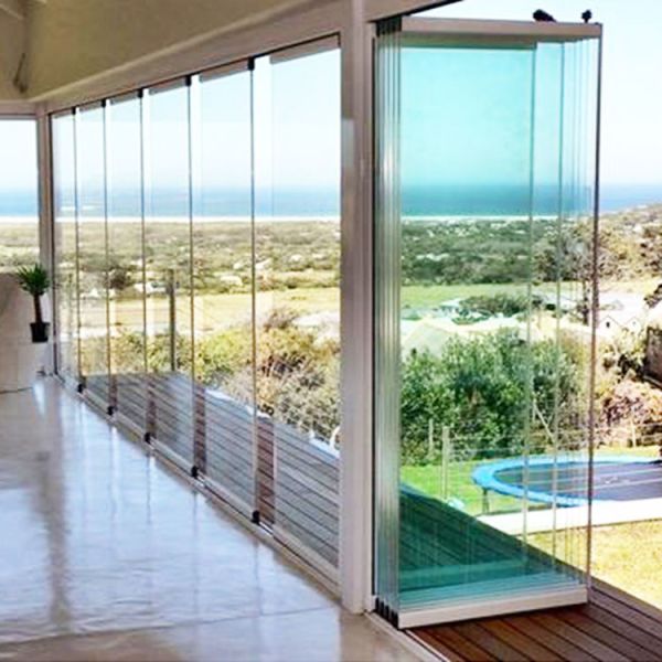 4mm 6mm 8mm 9mm Safety Toughened Glass Sliding Folding Door Energy Saving Clear Sliding And Folding Glass Doors And Windows