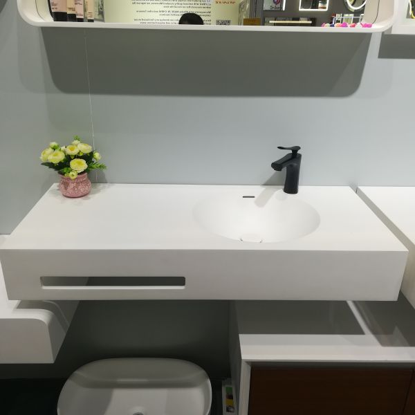 Fashionable Wall Hung Wash Hand Basin Single Hole Faucet Mount