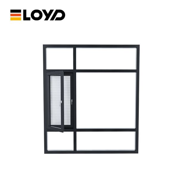 Insect Control Black Double-Layer Hollow Glass Aluminum Casement Windows Replacement For Hotel
