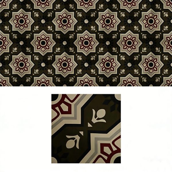 Retro Style Cement Encaustic Tile Floral Pattern Decorative Tile For Indoor Partition And Outdoor Garden