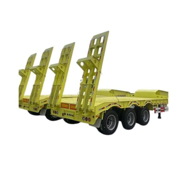 Hard Wood Floor Low Bed Deck Transport Excavator Semi Trailer with Relay Valve Wabco