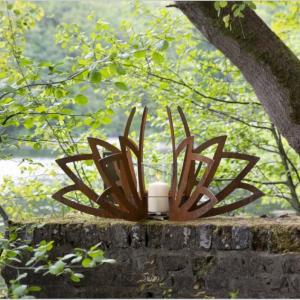 Cheap Multifunctional Candlesticks Lotus Shaped Corten Steel Garden Lantern for sale